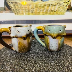 Set of 2 Gibson Charming Fox Ceramic Mugs - Brown and Blue